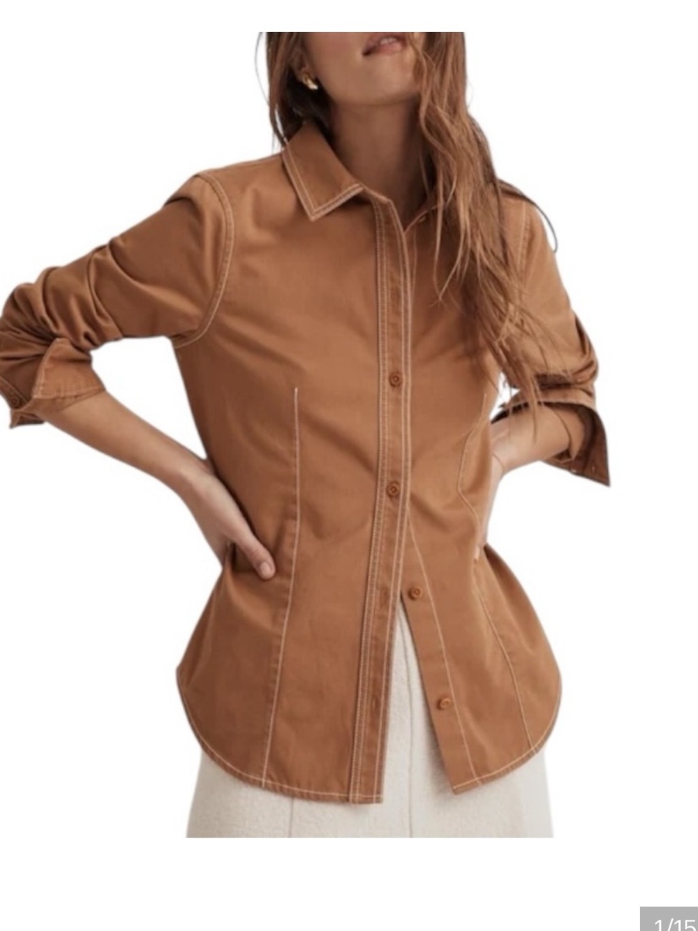 Madewell darted fitted chino button up shirt